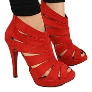 Red strappy heels